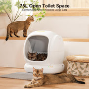 Meowant SC02 75L Extra Large Self-Cleaning Cat Litter Box with APP Control,Odor Removal,And Included Mat&Liner for Multiple Cats Stainless Steel